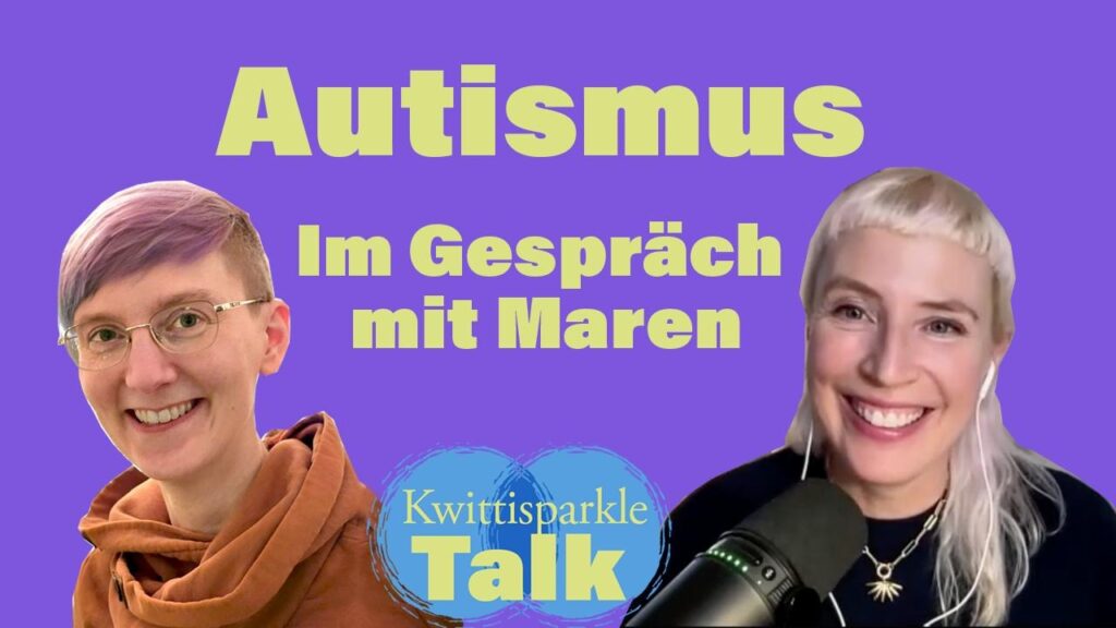 Fotos von Maren und Kwittisparkle auf lila Hintergrund mit dem Schriftzug "Autismus - Im Gespräch mit Maren"